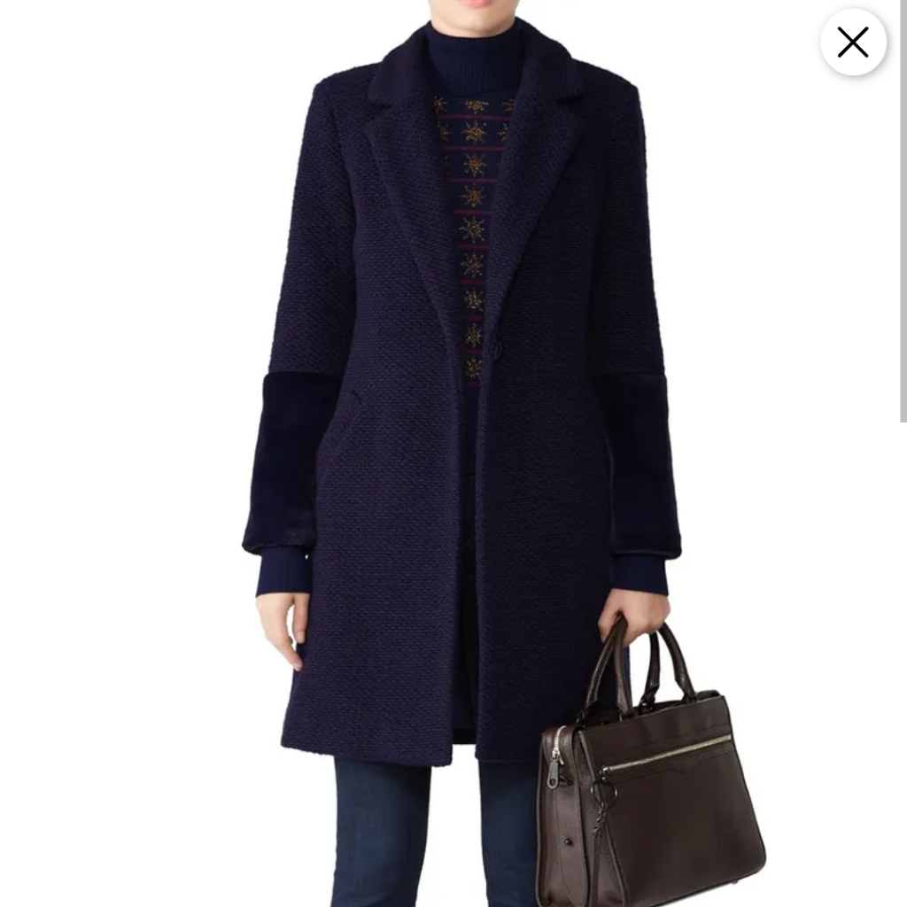 Hutch S Navy Blue Textured Coat